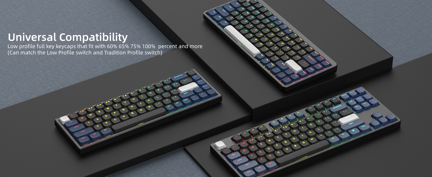 Low Profile Keycaps - PBT Shine Through Keycaps for Mechanical Keyboard Custom Key caps