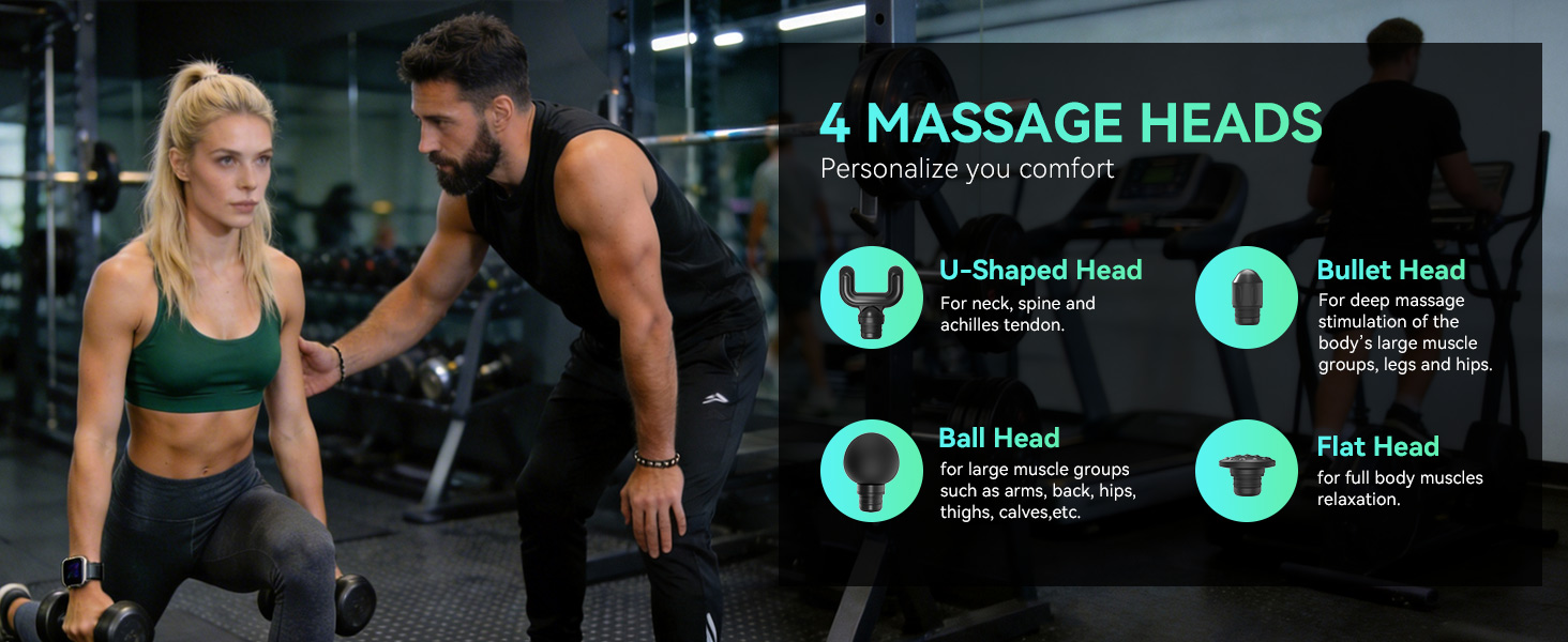 4 massage heads of massage gun