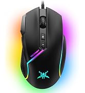 TECKNET Wired Gaming Mouse, 12,800 DPI with Optical Sensor, 8 Programmable Buttons, 13 RGB Backli...