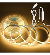 Aclorol COB LED Strip Lights USB Powered 16.4FT/5M 1600Leds Warm White 8mm Width Dimmable COB Tap...