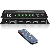 iArkPower HDMI 2.1 Switch 4K@120Hz 8K@60Hz HDMI Switcher 4 in 1 Out Support PS5, Xbox Series X, H...