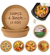 Air Fryer Disposable Paper Liner, 100Pcs Air Fryer Airfryer Parchment Paper Liners Round, Non-sti...