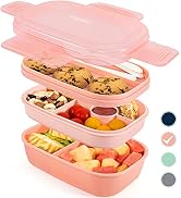 Caperci Stackable Bento Box Adult Lunch Box - 3 Layers All-in-One Lunch Containers with Multiple ...