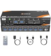 HDMI KVM Switch 8 Computers 1 Monitor, 8 Ports USB 3.0 KVM Switcher Support 4K@60Hz for 8 PC Shar...