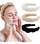 WHAVEL 3 Pack Spa Headband Skincare Headbands, Makeup Headband Sponge Terry Cloth Headbands Face ...