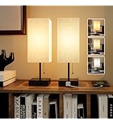 YIDPU Table Lamp for Bedroom,Nightstand Lamp for Bedside with AC Outlets,Adjustable 3color LED Li...