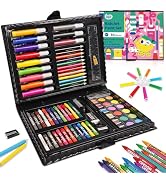 KIDDYCOLOR 80-Piece Kids Art Supplies Set, Portable Art Case with Gouache, Colored Pencils, Crayo...