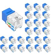 VCE UL Listed Cat6 Keystone Jack Insert 25-Pack, 90 Degree Punch Down RJ45 Keystone Jack Adapter ...