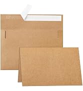 Silunkia 100 Packs Blank Brown Cards and Envelopes 4 x 6 Heavyweight Folded Cardstock and A4 Enve...