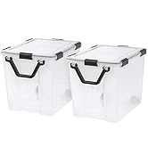 IRIS USA WeatherPro 103 Qt Storage Bins with Lids, 2 Pack, BPA-Free Plastic Gasket Box with Tight...