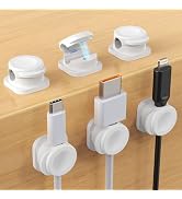 Cable Clips, 6 Pack Magnetic Cord Holder for Desk Nightstand, Strong Adhesive Charging Cable Hold...