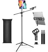 OUKMIC Boom Mic Stand, Microphone Holder Floor with Tablet Phone Support, Heavy Duty Tripod Adjus...