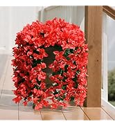NESCCI Bougainvillea Artificial Flowers Plants for Outdoor Outside Fall Autumn Decor, 2 PCS Faux ...