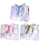 JMANNI Gift Bags, 3PCS Medium Size with Bow Ribbon, Portable Paper Gift Bag, Marble Pattern, for ...
