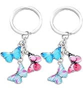 Dwuww 2Pcs Butterfly Key chain Key ring Jewelry for Women Girls Bag Wallet Butterfly Pendants Car...