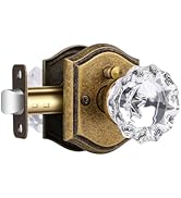 CLCTK Glass Door Knobs Interior with Lock, Vintage Crystal Privacy Antique Brass Door Knobs for B...