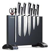 Nanbone Magnetic Knife Block Without Knives, Black Stainless Steel Magnetic Knife Holder Stand wi...