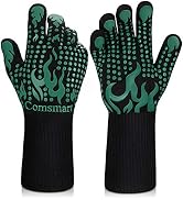 Comsmart BBQ Gloves, 1472 Degree F Heat Resistant Grilling Gloves Silicone Non-Slip Oven Gloves L...
