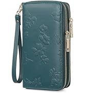yiijay Womens Wallet RFID Blocking Large Capacity Leather Double Zip Wristlet Wallet Credit Card ...
