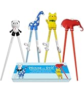 Kids Training Chopsticks for Toddlers, Kids and Adults – Removable Finger Helpers, Animal Design,...