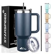 StarSpeed 40 oz Tumbler with Handle and Straw Lid | Stainless Steel Water Bottle Travel Mug Reusa...