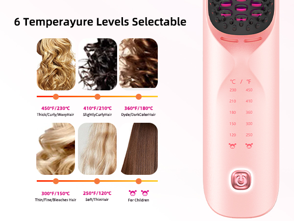 cordless hair straightening brush portable hair straightener women wireless travel gift Pink ionic