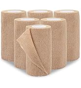 BEVTEE Self Adhesive Bandage Wrap 6 Pack, 4" X 5 Yards Elastic Medical Coban Wrap, Compression No...