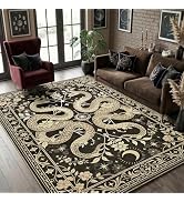 YJ.GWL Machine Washable Snake Rug 6x9, Forest Floral Gothic Area Rugs for Living Room Bedroom, No...