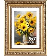 JCJMY 5x7 Vintage Picture Frame with 4x6 Mat, Elegant Retro 5 by 7 Photo Frame with Shatter-Resis...