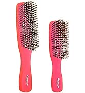 Giorgio GION1-2R Red Set of 2 Gentle Touch Detangler Hair Brush for Men Women and Kids. Soft Bris...