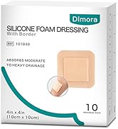 Dimora Silicone Foam Dressing with Border Adhesive 4"x4" Waterproof Wound Dressing Bandage for Wo...