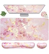4-in-1 Large Gaming Mouse Pad, Keyboard Wrist Rest Pad & Wrist Support Mousepad Set, Extended Des...