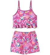 Girls Tankini Swimsuit 2 Pieces Mermaid Bathing Suit Little Girls Summer Beach Rash Guard Swimwea...