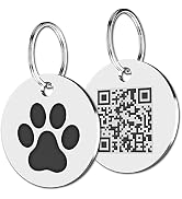 MYLUCKYTAG Stainless Steel QR Code Pet ID Tags Dog Tags - Pet Online Profile - Scan QR Receive In...
