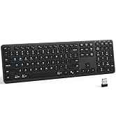 CITLLA Wireless Bluetooth Keyboard, Full Size Keyboard with Number Pad | Connect up to 3 devices ...