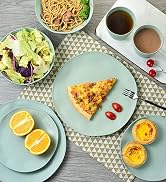 MORGIANA 8PCS Dinnerware Set, Reusable Bamboo Tableware Set Bamboo Fiber Plates, Cup