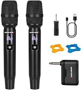 GOLDEN MARS Wireless Microphone, Upgraded 2.4GHz Rechargeable Professional 2 Pack Handheld Microp...