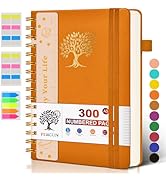 300 Numbered Pages A5 Spiral Notebook with Thick Lined Paper, Professional Leather Journal for Wr...