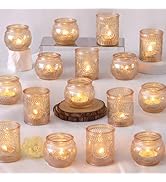 DARJEN Gold Votive Candle Holders Set of 36 - Glass Candle Holder Bulk for Table Centerpiece, Tea...