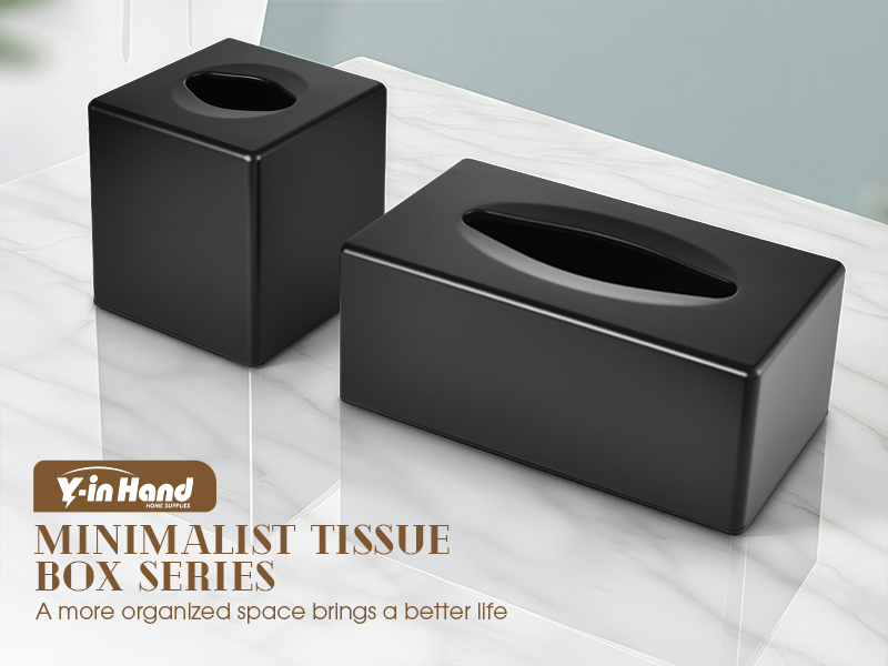 Y-in Hand Square Tissue Box cover black