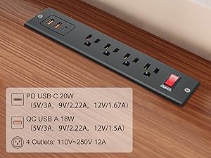 Recessed Power Strip USB C
