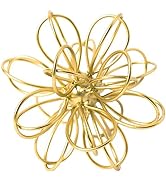 5.5" Metal Geometric Table Top Decor, Gold Abstract Floral Sculpture, Modern Metal Geometric Deco...