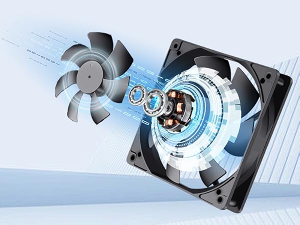 GDSTIME 120mm Computer Fan with AC Plug, Variable Speed AC 110V 120V 220V 240V for Receiver DVR