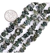 HAAMIIQII 5-8mm Natural Moss Agate Chips Beads Irregular Chip Stones Loose Gemstone Beads Energy ...