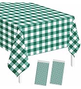 SietDESEO 2 Pack Green Gingham Tablecloth Rectangle 54 x 108 Green and White Checkered Table Clot...