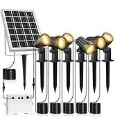 MEIKEE Solar Landscape Lights 6 in 1, 6V 6W Solar Spotlights Outdoor IP66 Waterproof 3 Brightness...