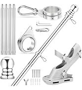 REERON House Flag Pole, 5 FT Metal Spinning Flag Poles Kit, 1" Tangle Free Stainless Steel Flagpo...