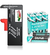 Dlypow B1T Universal Battery Tester (Upgraded Magnetic) and 2800mAh True High Capacity AA Recharg...