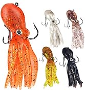 Octopus Swimbait Soft Fishing Lure with Skirt Tail, Lingcod Rockfish Jigs for Saltwater Ocean Fis...