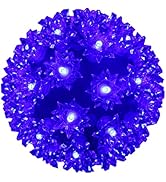 MULTI-SPARKING Christmas Lights Ball 5.5" Outdoor Hanging Sphere Lights 50 LED Orb Light Blue Sta...